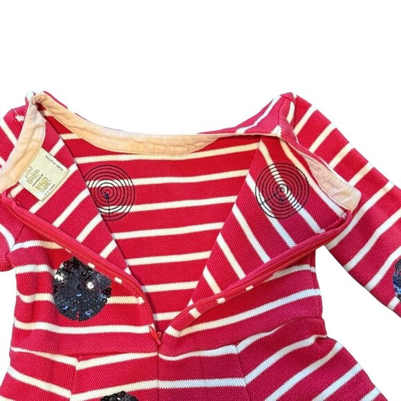 Mini Boden Girls Red White Striped Dress Sequin Polka Dots Long Sleeve 4-5 year - Picture 8 of 8